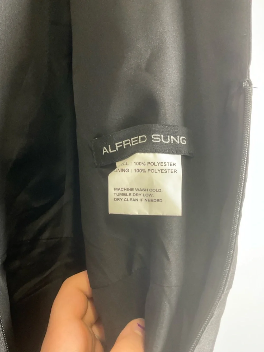 ALFRED SUNG Jewel Neck Halter A-Line Satin Maxi Dress in Black - Picture 4 of 6